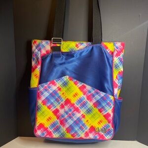 Glove It Plaid Sorbet Tennis Tote Bag, Large Bag Fits 2 racquets 17”x 13.5” x 6”